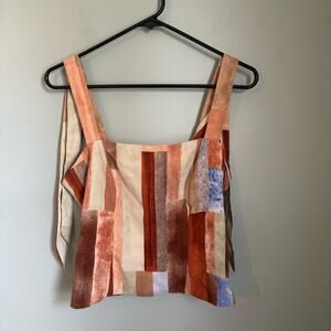 Maison D'amelie Color Block Tie Shoulder Tank